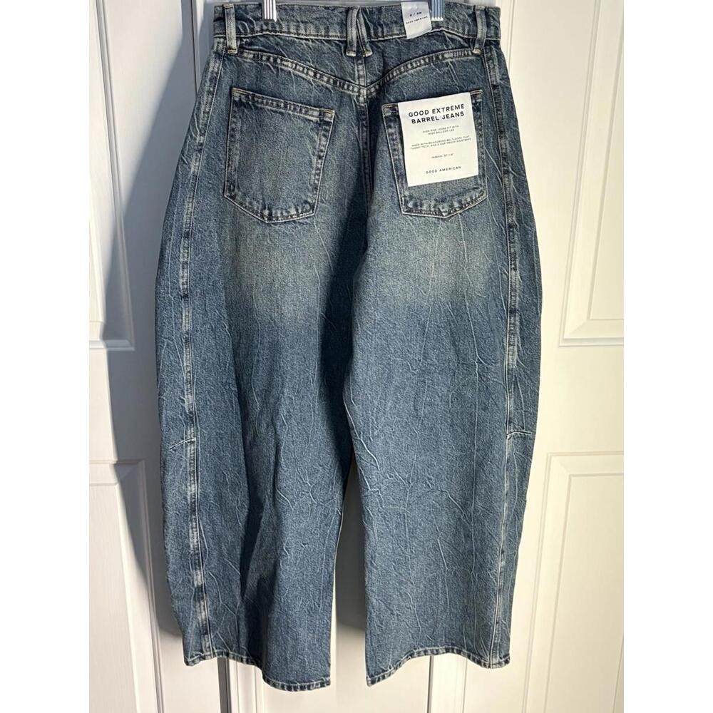 072) Good American Barrel Leg Jeans High Rise Size 2/26 - Picture 4 of 5